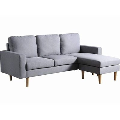 Studio Luxe L-Shaped Sectional Sofa w/Reversible Chaise, Wood Legs, Modern Scandinavian Corner Sofa Convertible Living room furniture, 194x128x87cm, HC Home Canvas; Strom Grey; T32-Storm Grey