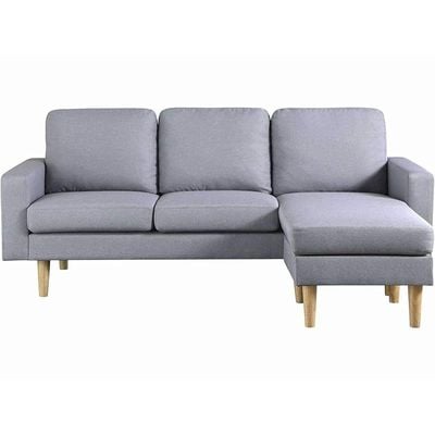 Studio Luxe L-Shaped Sectional Sofa w/Reversible Chaise, Wood Legs, Modern Scandinavian Corner Sofa Convertible Living room furniture, 194x128x87cm, HC Home Canvas; Strom Grey; T32-Storm Grey