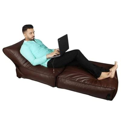 Bean Bag Bed Chair Sofa Bed Leather Wallow Filp - Out Lounger relaxing bed chair relaxer ideal for hostels hotel hospitals (Brown)