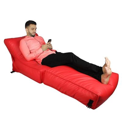 Bean Bag Bed Chair Sofa Bed Leather Wallow Filp - Out Lounger relaxing bed chair relaxer ideal for hostels hotel hospitals (Red)