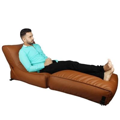 Bean Bag Bed Chair Sofa Bed Leather Wallow Filp - Out Lounger relaxing bed chair relaxer ideal for hostels hotel hospitals (Orche brown)