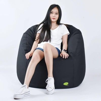 Vital Bean Bag Sports Chair  Queen Sized Bean Bag Sofa (BLACK)