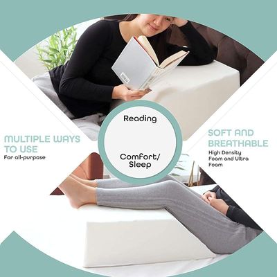 Leg Elevation Memory Foam with Removeable, Washable Cover - Elevated Pillows for Sleeping, Blood Circulation, Leg Swelling Relief and Sciatica Pain Relief (Large: 12")