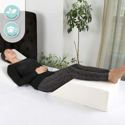 Leg Elevation Memory Foam with Removeable, Washable Cover - Elevated Pillows for Sleeping, Blood Circulation, Leg Swelling Relief and Sciatica Pain Relief (Large: 12")