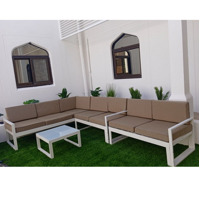 Aluminum 5 Seater Adjustable Brown Sofa Set for Backyard