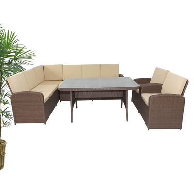 Rattan weatherproof and heat resistant 8 seater Garden Sofa Brown
