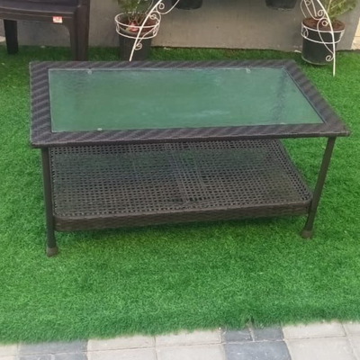 Glass & Rattan Rectangle Table