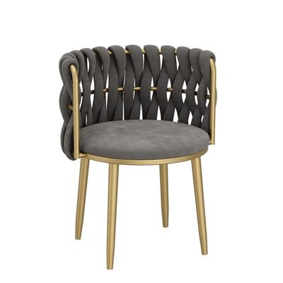 Modern Velvet Armchair with Golden Metal Leg - Grey