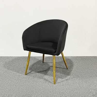 Modern Velvet Upholstered Flannelette Dining Chair with Golden Metal Leg - Black
