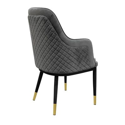 Velvet Upholstered Stainless Steel Armchair with Golden Legs - Grey