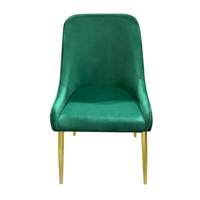 Velvet Upholstered Stainless Steel Armchair with Golden Legs - Green