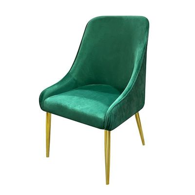 Velvet Upholstered Stainless Steel Armchair with Golden Legs - Green