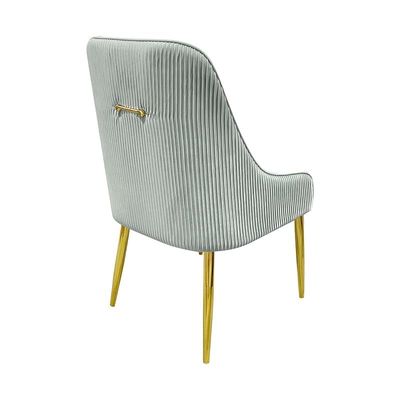 Velvet Upholstered Stainless Steel Armchair with Golden Legs - Light Grey