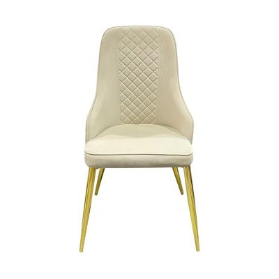 Velvet Stainless Steel Dining Chair with Golden Legs - Beige