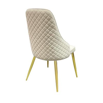 Velvet Stainless Steel Dining Chair with Golden Legs - Beige