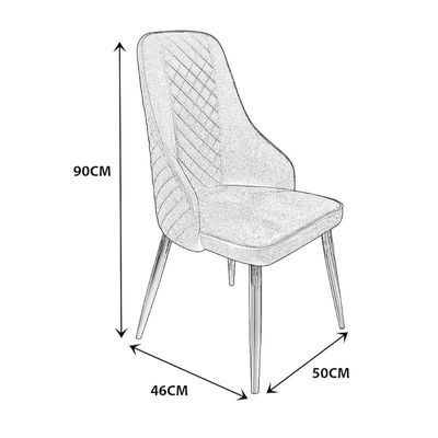 Velvet Stainless Steel Dining Chair with Golden Legs - Beige