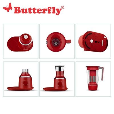 Butterfly SPECTRA 750 Mixer Grinder - 750W, 4 Jars, Ultra-Powerful Motor, Red