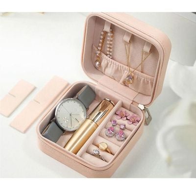 Jewelry Box With Case Mini Ring Storage Organizer, Earrings Holder - Pink