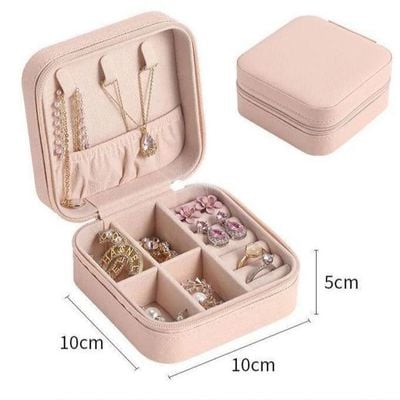 Jewelry Box With Case Mini Ring Storage Organizer, Earrings Holder - Pink