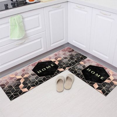 2 PCS Set Large Kitchen Mats With Thick Non Slip Bottom For Kitchen Floor With Beautiful Design (50-80CM And 50-160CM)