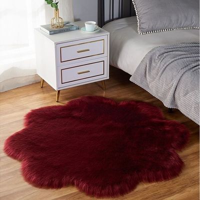 Super Soft Rabbit Fur Flower Design Living Room Carpet With Anti Slip Bottom (Size 80CM)