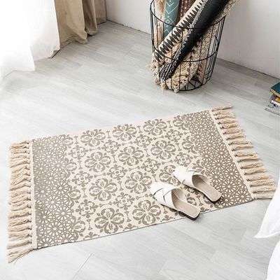 Ethnic Style Handwoven Tassel Carpet for Living Room Bedroom (Size 60-90CM)