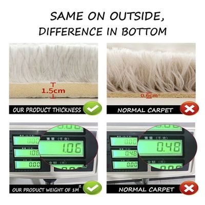 Modern Wool Fluffy Floor Mat Carpet with Anti slip High Pile Bottom with Upgraded Foam (Size 120-160CM)