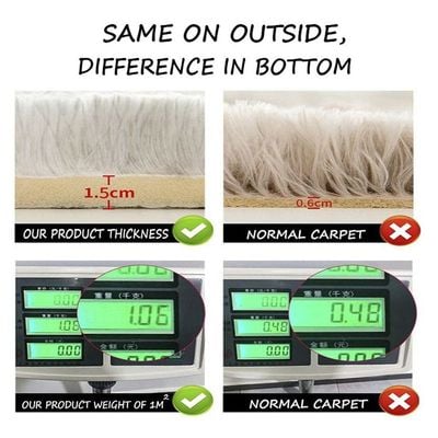 Modern Wool Fluffy Floor Mat Carpet with Anti slip High Pile Bottom with Upgraded Foam (Size 120-160CM)