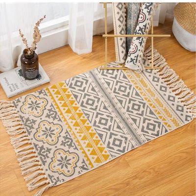 Ethnic Style Handwoven Tassel Carpet For Living Room Bedroom (Size 60-90CM)