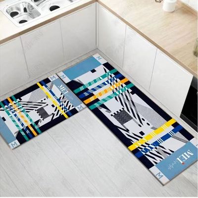 2 PCS Set Large Kitchen Mats With Thick Non Slip Bottom For Kitchen Floor With Beautiful Design (50-80CM And 50-160CM)