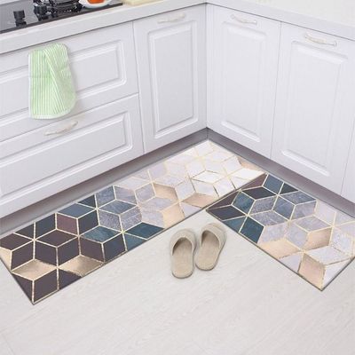 2 PCS Set Large Kitchen Mats With Thick Non Slip Bottom For Kitchen Floor With Beautiful Design (50-80CM And 50-160CM)