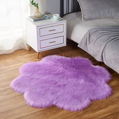 Super Soft Rabbit Fur Flower Design Living Room Carpet With Anti Slip Bottom (Size 80CM)