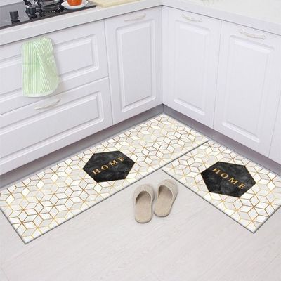 2 PCS Set Large Kitchen Mats With Thick Non Slip Bottom For Kitchen Floor With Beautiful Design (50-80CM And 50-160CM)