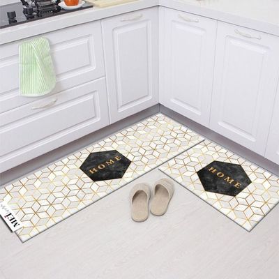 2 PCS Set Large Kitchen Mats With Thick Non Slip Bottom For Kitchen Floor With Beautiful Design (50-80CM And 50-160CM)