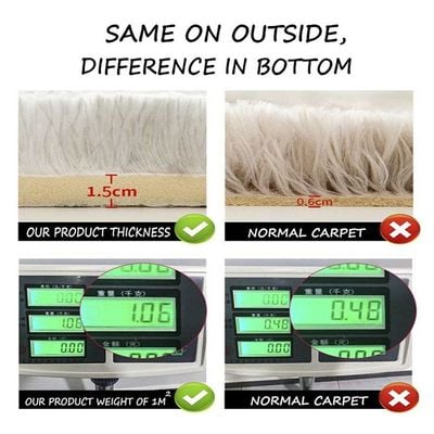 Modern Wool Fluffy Floor Mat Carpet with Anti slip High Pile Bottom with Upgraded Foam (Size 120-160CM)