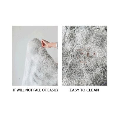 Modern Wool Fluffy Floor Mat Carpet with Anti slip High Pile Bottom with Upgraded Foam (Size 120-160CM)