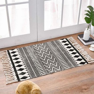 Ethnic Style Handwoven Tassel Carpet For Living Room Bedroom (Size 60-90CM)