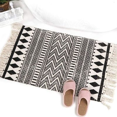 Ethnic Style Handwoven Tassel Carpet For Living Room Bedroom (Size 60-90CM)