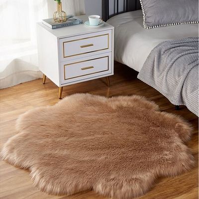 Super Soft Rabbit Fur Flower Design Living Room Carpet With Anti Slip Bottom (Size 80CM)