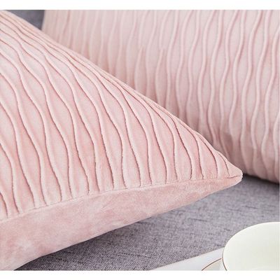 2 PCS Of Velvet Pleated Throw Pillow With Extra Comfort And Modern Luxury Look