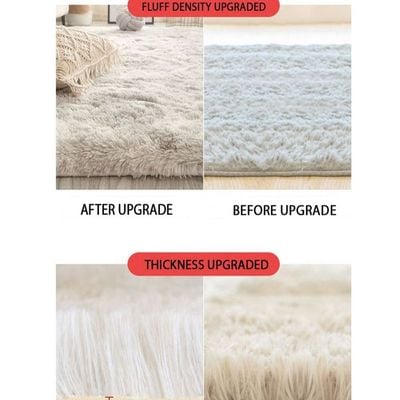 Modern Wool Fluffy Floor Mat Carpet with Anti slip High Pile Bottom with Upgraded Foam (Size 120-160CM)