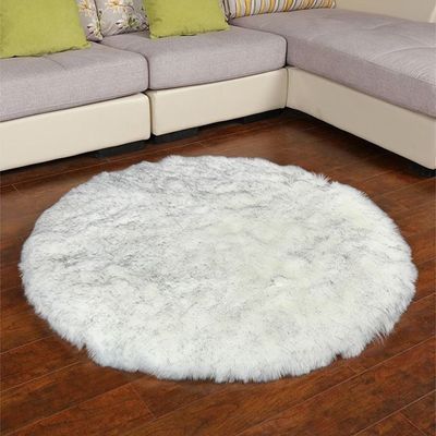 Super Soft Rabbit Fur Round Living Room Carpet With Anti Slip Bottom (Size 80CM)