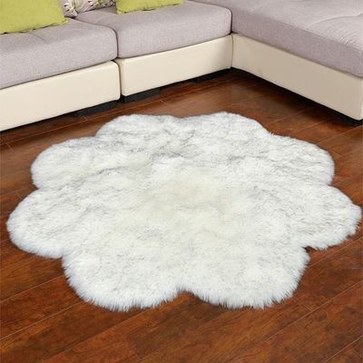 Super Soft Rabbit Fur Flower Design Living Room Carpet With Anti Slip Bottom (Size 80CM)