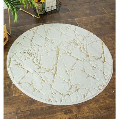 Super Soft Rabbit Fur Round Living Room Carpet With Water Proof Material And Anti Slip Bottom (Size 80CM)