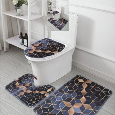 3 PCS Set Of Non Slip And Absorbent Bathroom Rug Made Up With Soft Material Which Fit Around Most Toilets With Beautiful Design