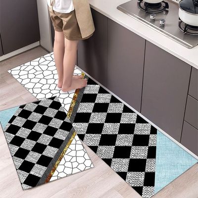 2 PCS Set Kitchen Mats with Thick Non-Slip Bottom for Kitchen Floor with Beautiful Design (40-60CM And 40-120CM)