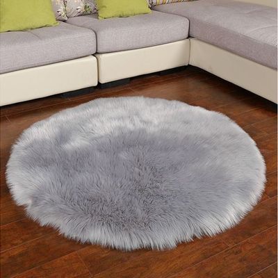 Super Soft Rabbit Fur Round Living Room Carpet With Anti Slip Bottom (Size 80CM)