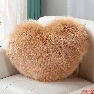 Rabbit Fur Double Side Plush Heart Shaped Throw Pillow (Size 35-45CM)