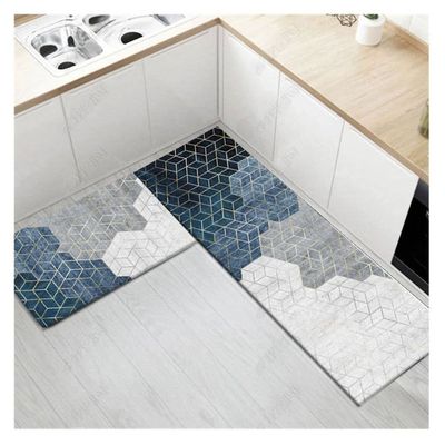 2 PCS Set Large Kitchen Mats With Crystal Velvet Material Absorbent Thick Non Slip Washable Area Rugs For Kitchen Floor Indoor Outdoor Entry Carpet With Beautiful Design (50-80CM And 50-160CM)