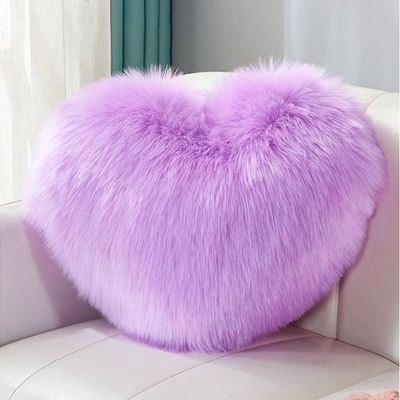 Rabbit Fur Double Side Plush Heart Shaped Throw Pillow (Size 35-45CM)